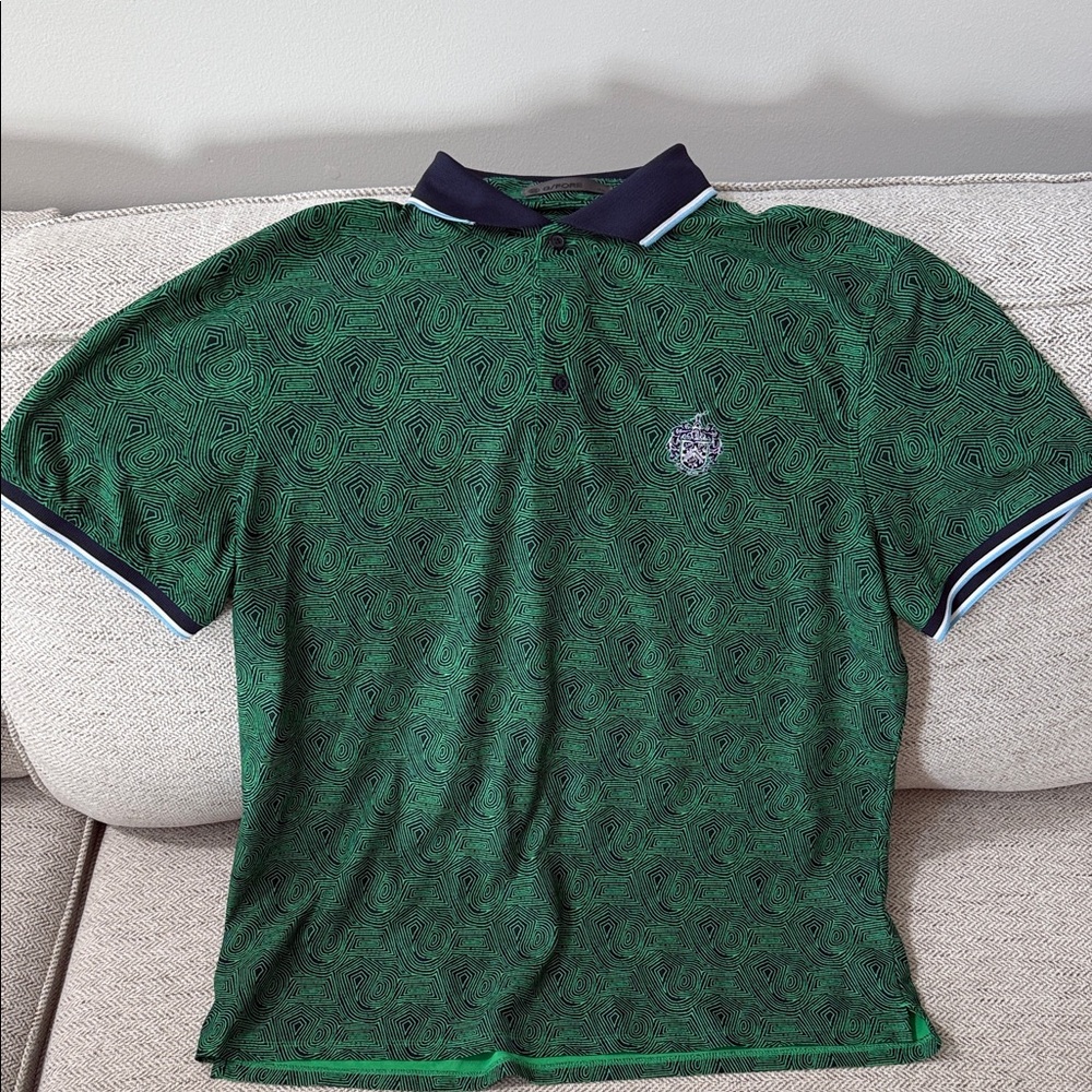 G/FORE Green Geometric Polo Shirt trump bedminster